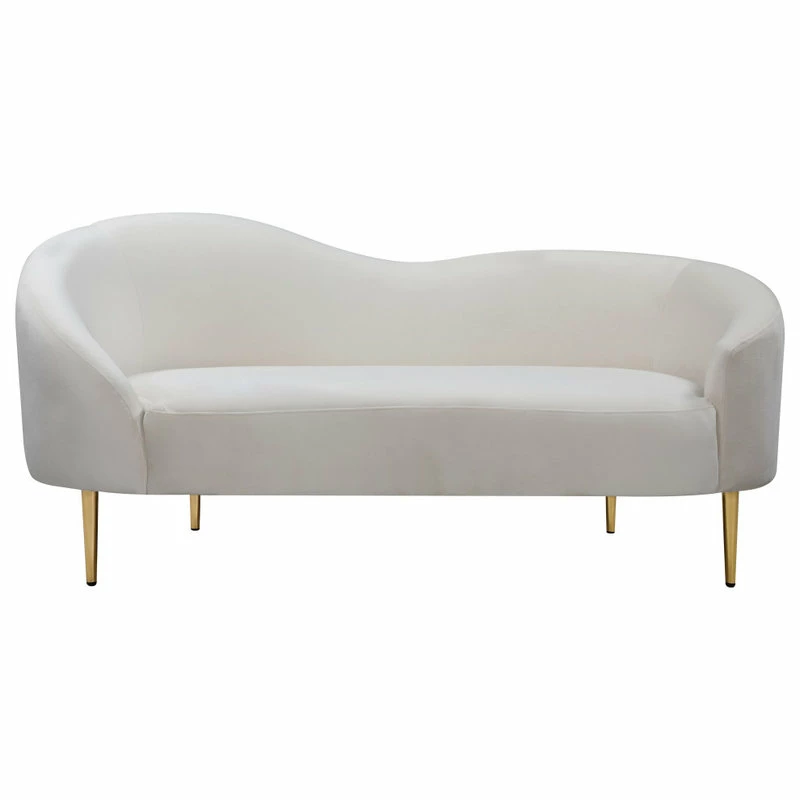 Meridian Furniture Ritz Velvet Loveseat, Cream 5 Meridian Furniture Ritz Velvet Loveseat, Cream - Image 3