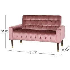 GDFStudio Aubrie Tufted Velvet Loveseat With Gold Tipped Tapered Legs, Blush, Gold Finish -GDF sofa Shop adf1c0d10f931de9 1934 w800 h800 b1 p0