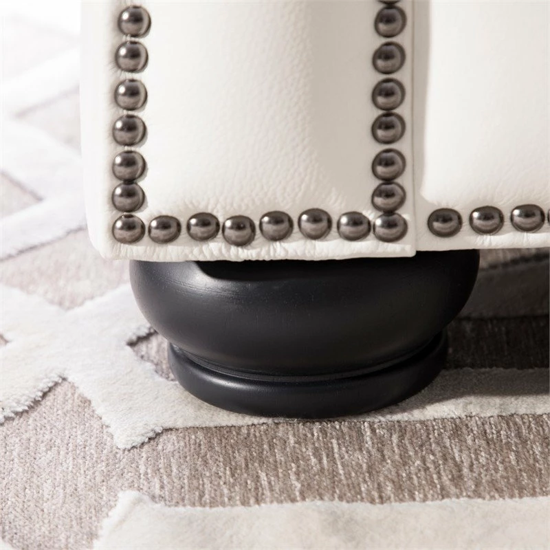 Bowery Hill Traditional Leather Chesterfield Sofa In White Finish 8 Bowery Hill Traditional Leather Chesterfield Sofa In White Finish - Image 6