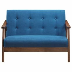 GDFStudio GDF Studio Buda Mid-Century Modern Settee, Navy Blue/Brown -GDF sofa Shop af21dc1b01e13952 0559 w800 h800 b1 p0