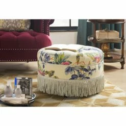 Jennifer Taylor Home Yolanda Tufted Round Ottoman With Bullion Trim, Beige Floral 12 Jennifer Taylor Home Yolanda Tufted Round Ottoman With Bullion Trim, Beige Floral -GDF sofa Shop aff1ce570d81173a 6243 w800 h800 b0 p0