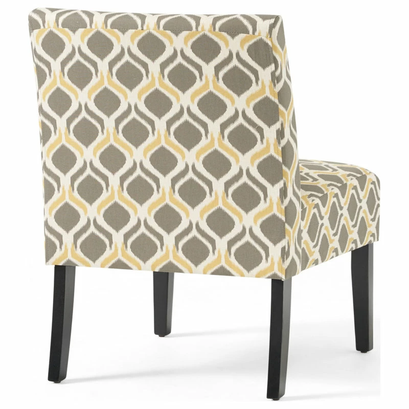 GDFStudio GDF Studio Kalee Contemporary Accent Chair, Yellow And Gray Ikat Pattern/ Matte Black, Fabric 12 GDFStudio GDF Studio Kalee Contemporary Accent Chair, Yellow And Gray Ikat Pattern/ Matte Black, Fabric - Image 10