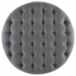 Belleze Round Tufted Linen Ottoman With Caster, 33", Gray -GDF sofa Shop b071df030ea930ae 0220 w800 h800 b1 p0