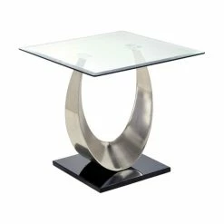Furniture Of America E-Commerce By Enitial Lab Furniture Of America Suse Glass Top End Table In Silver Satin Plated