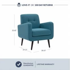 Belleze Hasting Arm Accent Chair Comfy Fabric Upholstered Tufted Single Sofa, Blue -GDF sofa Shop b14118e7031aefd4 2240 w800 h800 b0 p0