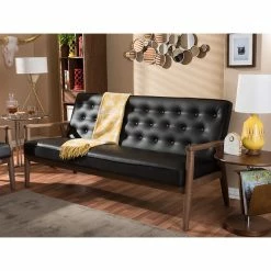 Baxton Studio Sorrento Retro Upholstered Wooden 3-Seater Sofa, Brown Faux Leather 11 Baxton Studio Sorrento Retro Upholstered Wooden 3-Seater Sofa, Brown Faux Leather -GDF sofa Shop b151b95c06f0568d 1264 w800 h800 b0 p0