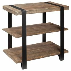 Bolton Furniture, Inc. Modesto Metal Strap And Reclaimed Wood End Table, Shelf