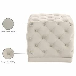 Meridian Furniture Stella Velvet Ottoman/Stool, Cream -GDF sofa Shop b25147a402682ef5 3896 w800 h800 b1 p0