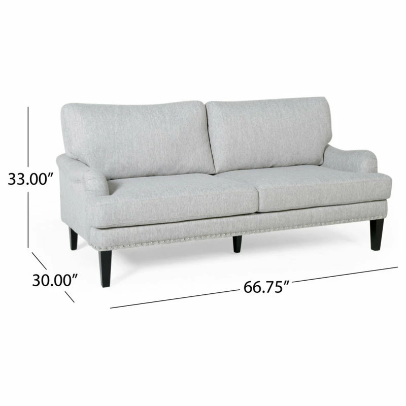 GDFStudio Ava Fabric Loveseat, Light Gray And Dark Brown 5 GDFStudio Ava Fabric Loveseat, Light Gray And Dark Brown - Image 3