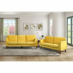 Domain Industries Inc. Lexicon Tolley Velvet Loveseat In Yellow -GDF sofa Shop b281bd730fffd9ae 6655 w800 h800 b0 p0