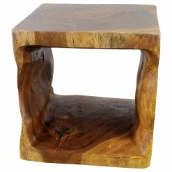 Kammika Import Export Co., Ltd (Thailand) Haussmann Wood Natural Cube End Sofa Table 16 In X 16 In H Walnut Oil