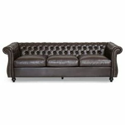 GDFStudio Vita Chesterfield Tufted Faux Leather Sofa, Brown -GDF sofa Shop b341bd49019cb615 2340 w800 h800 b1 p0