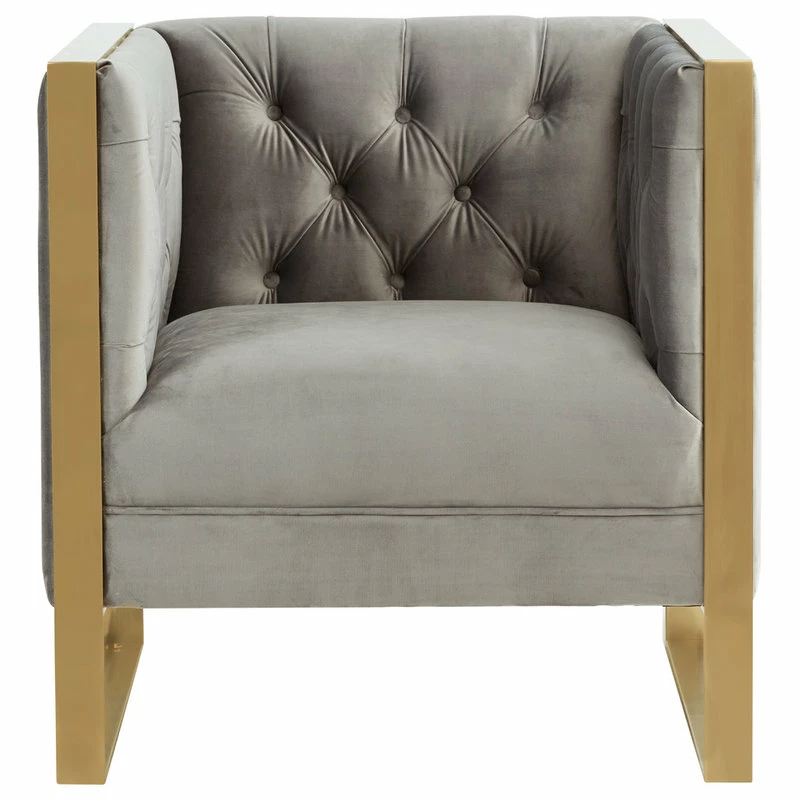 Vig Furniture Inc. Divani Casa Carlos Modern Gray Velvet And Gold Accent Chair 4 Vig Furniture Inc. Divani Casa Carlos Modern Gray Velvet And Gold Accent Chair - Image 3