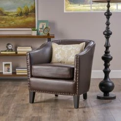 GDFStudio GDF Studio Carlton Tub Design Club Chair With Nailheads Accents, Brown Leather -GDF sofa Shop b3917f2001de52f6 0892 w800 h800 b0 p0