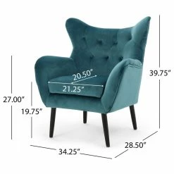 GDFStudio GDF Studio Kotop Contemporary New Velvet Wingback Arm Chair, Teal -GDF sofa Shop b4513885022959a6 5772 w800 h800 b1 p0