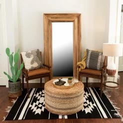 CREATIVE CO-OP Brown Striped Round Water Hyacinth And Seagrass Ottoman/Table -GDF sofa Shop b4b16fdd01f42a16 1734 w800 h800 b0 p0