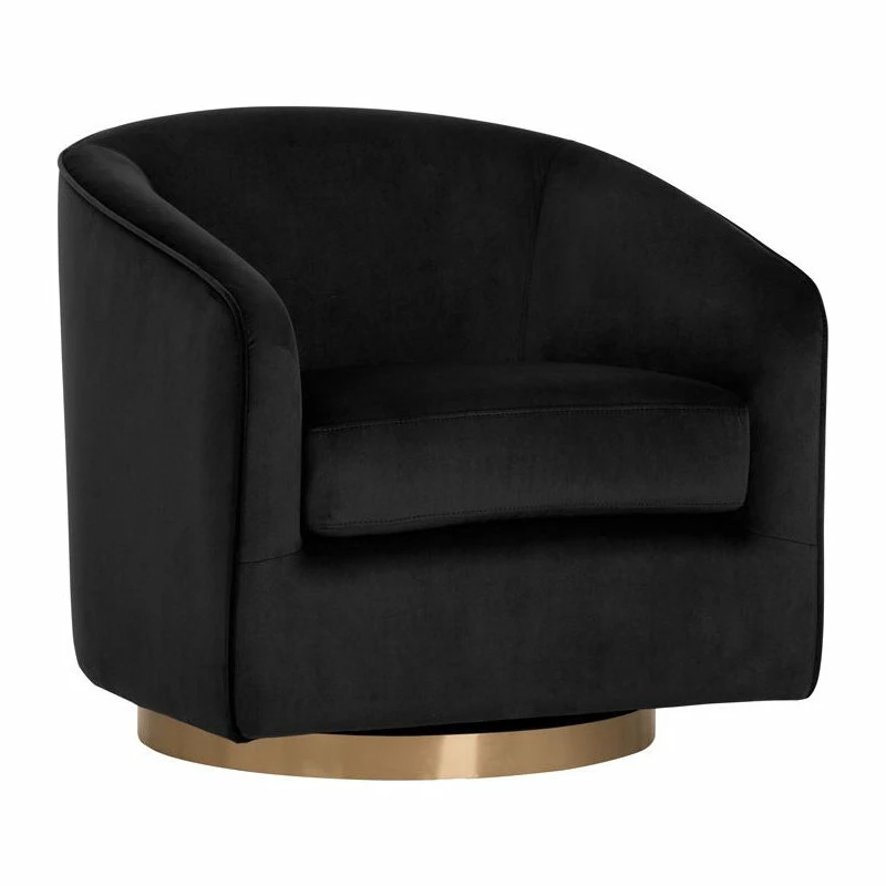 Sunpan Modern Home Hazel Swivel Lounge Chair, Black Sky 3 Sunpan Modern Home Hazel Swivel Lounge Chair, Black Sky