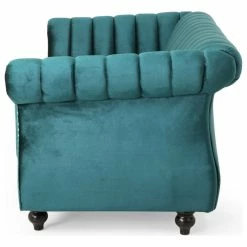 GDFStudio Bauman Modern Glam Channel Stitch Loveseat With Nailhead Trim, Teal + Dark Brown -GDF sofa Shop b5a18d3000e60c2b 2840 w800 h800 b1 p0
