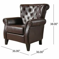 GDFStudio Solvang Contemporary Oversized Tufted Leather Club Chair, Hazelnut Brown -GDF sofa Shop b601fe670f93150b 3756 w800 h800 b1 p0