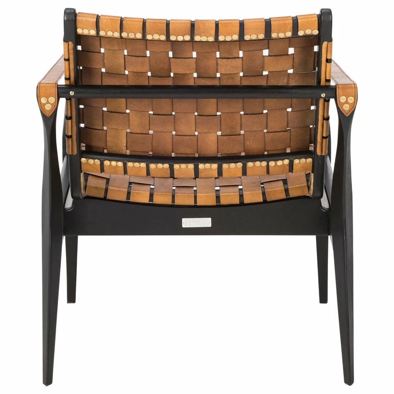 Safavieh Dilan Leather Safari Chair, Black/Brown 6 Safavieh Dilan Leather Safari Chair, Black/Brown - Image 4