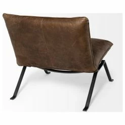 Mercana Flavelle II Top-Grain Leather Cushion Seat & Solid Iron Base Accent Chair, Brown -GDF sofa Shop b6317a92023358ac 1012 w800 h800 b1 p0