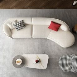 HOMARY Curved White Sectional Sofa Upholstered 5-Seater Floor Sofa Faux-Fur Polyester -GDF sofa Shop b701c80600f6a796 9800 w800 h800 b0 p0