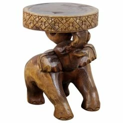 Kammika Import Export Co., Ltd (Thailand) Haussmann Wood Chang End Table 15 D X 20 Inch High Walnut Oil