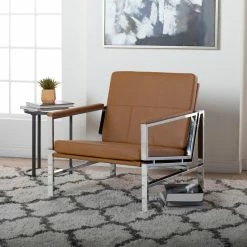 Studio Designs Home Atlas Bonded Leather Lounge Chair, Brown -GDF sofa Shop b85137880361392f 6355 w800 h800 b0 p0