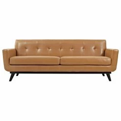 LexMod Engage Bonded Leather Sofa, Tan