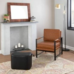 Lumisource Franklin Contemporary Arm Chair, Black Metal/Camel Pu -GDF sofa Shop b8f10e480f9af8bd 8157 w800 h800 b0 p0