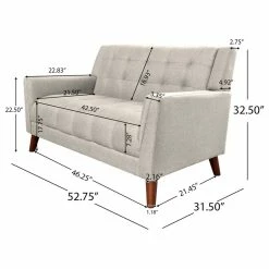 GDFStudio GDF Studio Evelyn Mid Century Modern Fabric Loveseat, Beige/Walnut -GDF sofa Shop b9113ffd02a69a62 5881 w800 h800 b1 p0