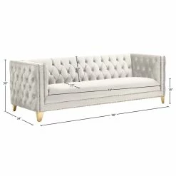Meridian Furniture Michelle Fabric Upholstered Sofa, Gold Iron Legs, Cream Velvet 19 Meridian Furniture Michelle Fabric Upholstered Sofa, Gold Iron Legs, Cream Velvet -GDF sofa Shop b9418e5802741470 8227 w800 h800 b1 p0