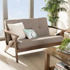 Baxton Studio Bianca Mid-Century Modern 2-Seater Loveseat, Light Gray Fabric -GDF sofa Shop b991e3d509cbe164 5639 w800 h800 b0 p0