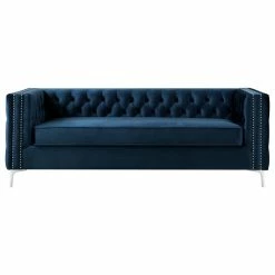Inspired Home Jeannie Velvet 3-Seat Sofa Button Tufted With Metal Legs, Navy -GDF sofa Shop ba115e940e9f6e5e 0336 w800 h800 b1 p0