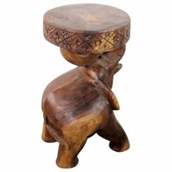 Kammika Import Export Co., Ltd (Thailand) Haussmann Wood Elephant Chang Stool 11 In DIA X 20 In H Walnut Oil -GDF sofa Shop ba410cd900ffb637 8235 w800 h800 b1 p0