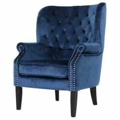 GDFStudio GDF Studio Tommen Tufted Back New Velvet Club Chair, Cobalt