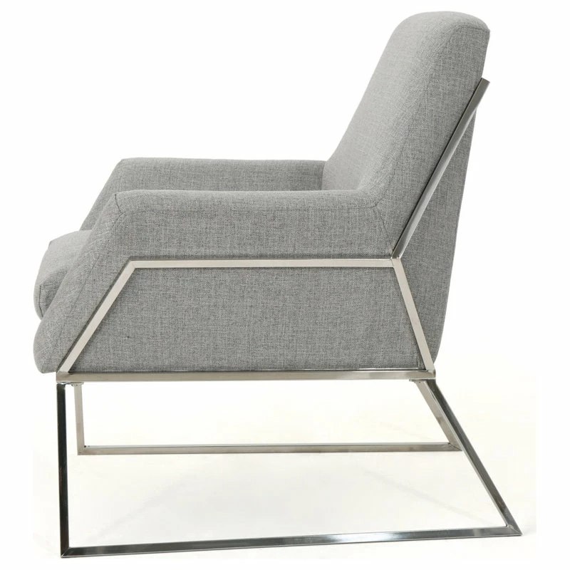 GDFStudio GDF Studio Zach Modern Fabric Armchair With Stainless Steel Frame, Gray 7 GDFStudio GDF Studio Zach Modern Fabric Armchair With Stainless Steel Frame, Gray - Image 5