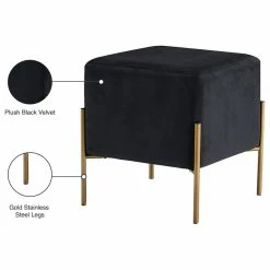 Meridian Furniture Isla Velvet Ottoman/Stool, Black -GDF sofa Shop bb51373502682eea 5251 w800 h800 b1 p0