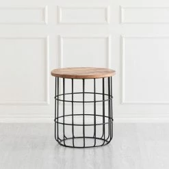 Madeleine Home Inc. Auxon Designer Cage Side Table, Natural & Black -GDF sofa Shop bc01405202bc15a6 5300 w800 h800 b0 p0