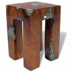 Vida XL International B.V. VidaXL Solid Teak Wood Stool Chair Side Accent Table Flower Plant Stand Resin -GDF sofa Shop bc313f6c0bfc8312 4908 w800 h800 b1 p0