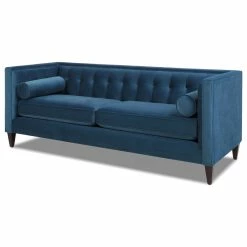 Jennifer Taylor Home Velvet Tufted Tuxedo Sofa, Blue Teal With Bolster Pillows -GDF sofa Shop bd01c50203c09219 6631 w800 h800 b1 p0