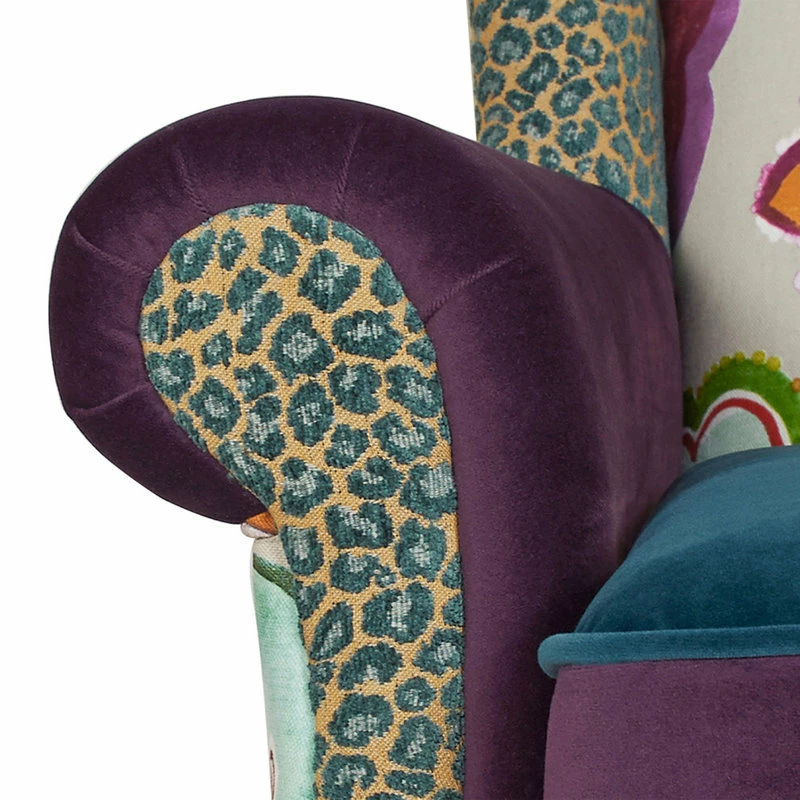Jennifer Taylor Home Anya Boho Chic Wingback Accent Arm Chair, Floral & Leopard, Purple Blue Teal 11 Jennifer Taylor Home Anya Boho Chic Wingback Accent Arm Chair, Floral & Leopard, Purple Blue Teal - Image 9