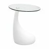 Fab Glass And Mirror TearDrop Side Table White Color With 18 Inch Round Glass Top -GDF sofa Shop be118f6b06941469 3403 w800 h800 b1 p0