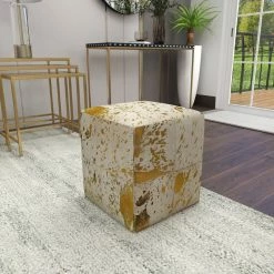 Brimfield & May Contemporary Gold Leather Stool 95947 -GDF sofa Shop be61213301b92314 4673 w800 h800 b0 p0