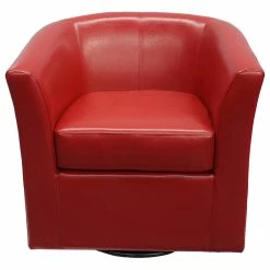 GDFStudio GDF Studio Corley Red Leather Swivel Club Chair