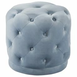 Meridian Furniture Harper Velvet Ottoman/Stool, Sky Blue