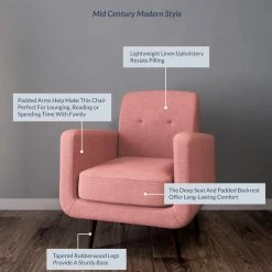 Belleze Hasting Arm Accent Chair Comfy Fabric Upholstered Tufted Single Sofa, Brick -GDF sofa Shop bfb19df802189559 1656 w800 h800 b0 p0