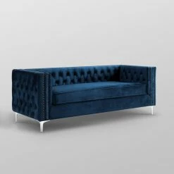 Inspired Home Jeannie Velvet 3-Seat Sofa Button Tufted With Metal Legs, Navy -GDF sofa Shop bff155610e9f6e6e 0336 w800 h800 b0 p0