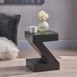 GDFStudio GDF Studio Ligia Light-Weight Concrete Accent Table, Black -GDF sofa Shop c02101cd01e12e50 7665 w800 h800 b0 p0