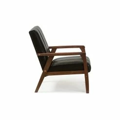 Baxton Studio Nikko Faux Leather Wooden Lounge Chair, Black -GDF sofa Shop c031b08f0b43c4fb 1284 w800 h800 b1 p0